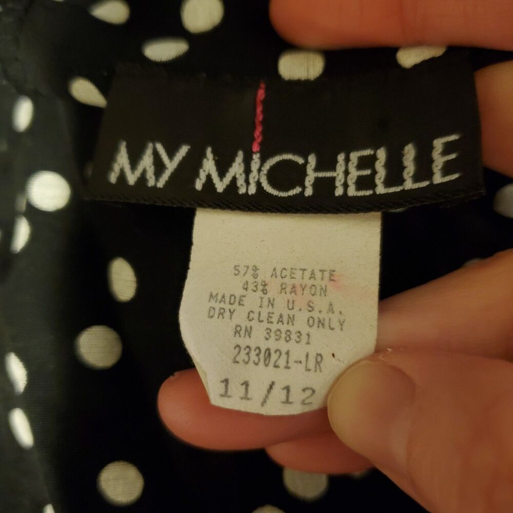 Vintage 80's My Michelle Black & White Polkadot Mini Dress - Picture 8 of 8
